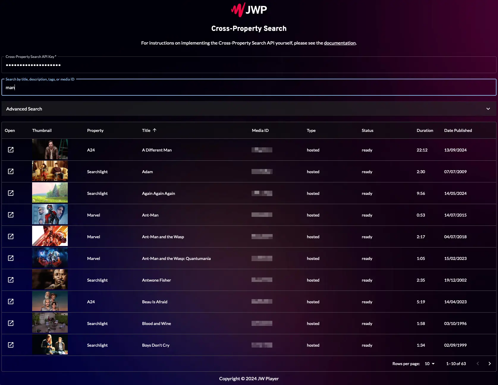 Cross-Property Search Front-end